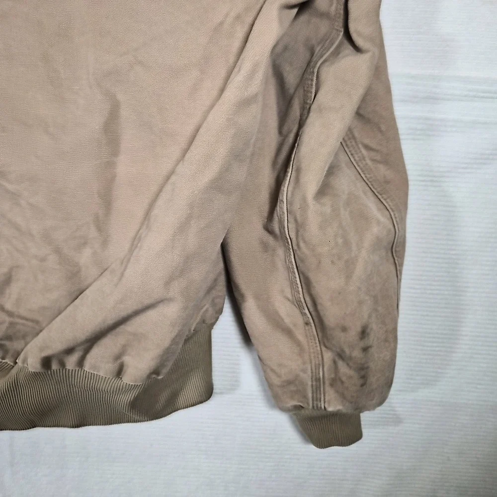Carhartt J208 CML Hooded Duck Canvas Work Jacket Tan Brown XL Regular Distressed